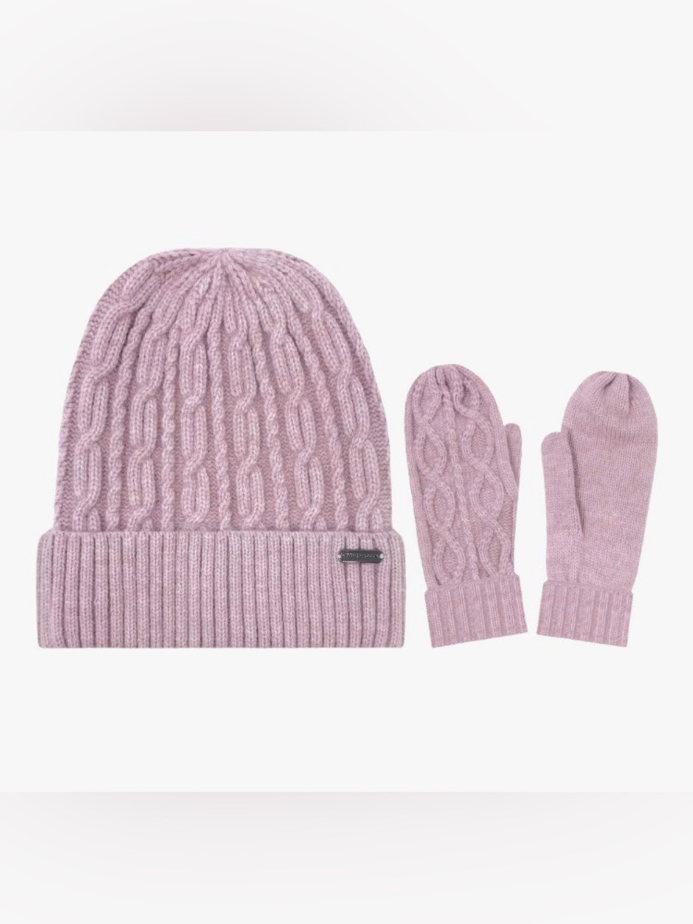 Steve Madden Lilac 2 Piece Beanie and Mitten Set